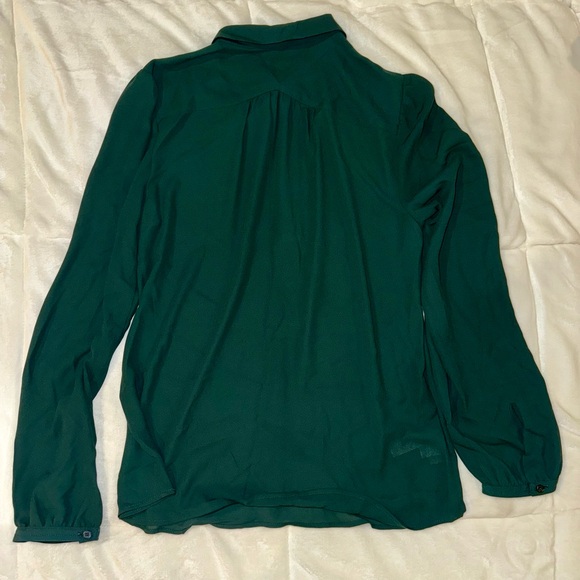 LOFT Dark Green Long Sleeve Button-down Shirt, Size S - Picture 4 of 5